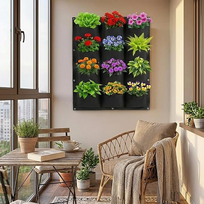 WFIST Vertical Hanging Planter Bag, Breathable Felt Wall Garden Planter - Image 5
