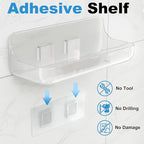 Adhesive Shower Caddy, 2 Pack Acrylic Bathroom Shelves, No Drill Wall Mount - Image 4