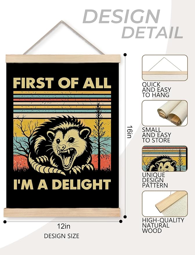 Foritho First of All I'm a Delight Sarcastic Angry Opossum Poster Wall Art - Image 7