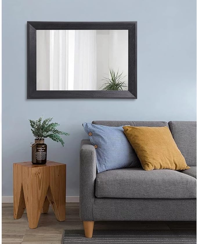 AAZZKANG Black Mirrors for Wall Rectangle Wood Framed Large 26"x18" Decorative - Image 7