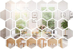 Shappy 32 Pcs Hexagon Mirror Wall Stickers Removable Silver Acrylic Mirror by Shappy
