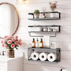 Fixwal Wall Mounted Bathroom Shelves Over Toilet, Rustic Wood Floating Shelves - Image 4