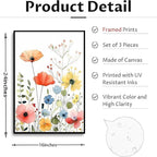 KISSFOX Framed Colorful Wildflower Canvas Wall Art Set Of 3 Flowers Pictures - Image 6