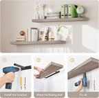 HOOBRO Floating Shelves for Wall, Wall Mounted Shelf Set of 2, 15.7" Hanging - Image 7