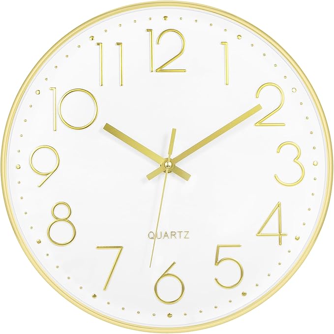 Foxtop 14 Inch Large Wall Clock Silent Non-Ticking Battery Operated Round by Foxtop