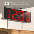 JALL 22'' Large Digital Wall Clock, Big LED Number Dispaly, Night Light - Image 2