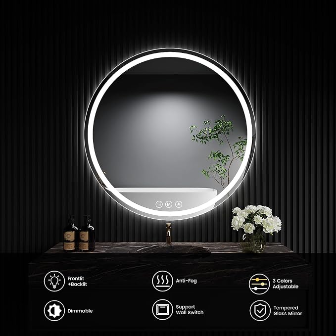 LED Bathroom Mirror 26 Inch Round Bathroom Mirror - Image 6
