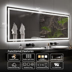 Bathroom Mirror with Lights, 96x36 Inch Gradient Front and Backlit Big Lighted - Image 2