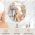 Bathroom Mirrors for Over Sink, Round Frameless Mirrors for Wall, 23.5x27.5 - Image 2