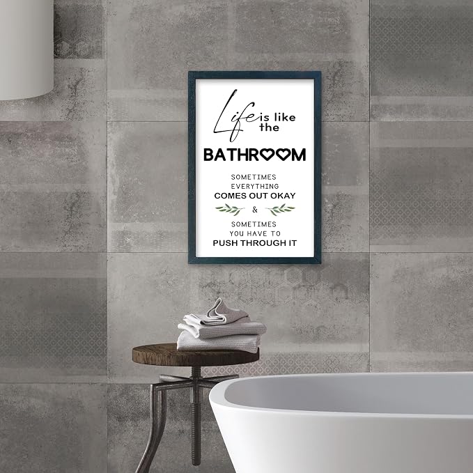 YWJKWLGS Funny Bathroom Wall Art, 11x16 Inch Black Framed Life is Like Bathroom - Image 7