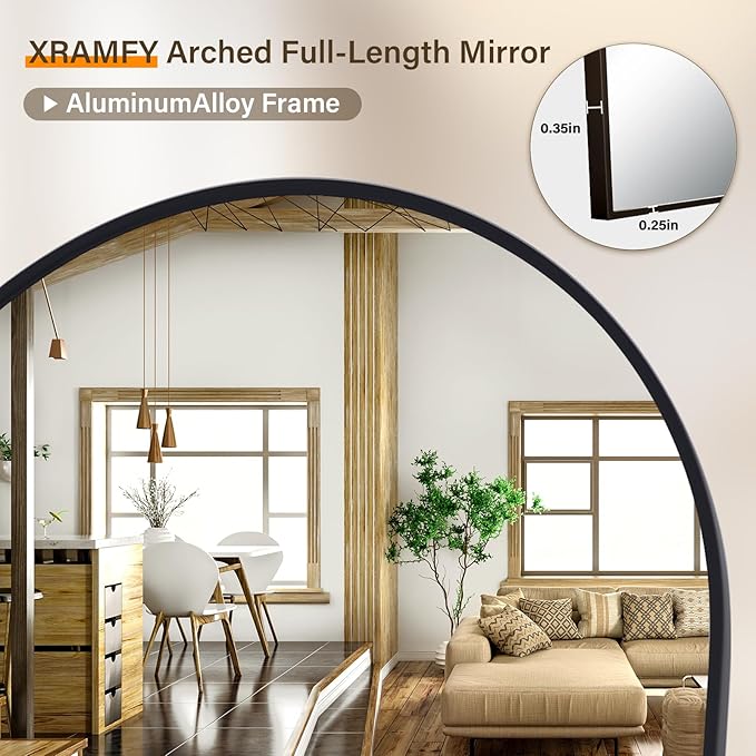 XRAMFY 86"x40" Arched Full Length Mirror Floor Mirrors - Image 6
