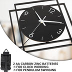 Wall Clock with Pendulum, Silent Quality Quartz Battery Operated, Modern Large - Image 3