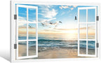 Goldfoilart Ocean Beach Sunset Window Canvas Wall Art - Image 2