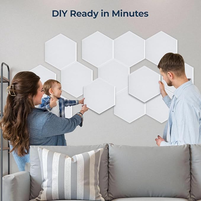 12 Pack Hexagon Acoustic Panels, Self-Adhesive Acoustic Wall Panels - Image 4