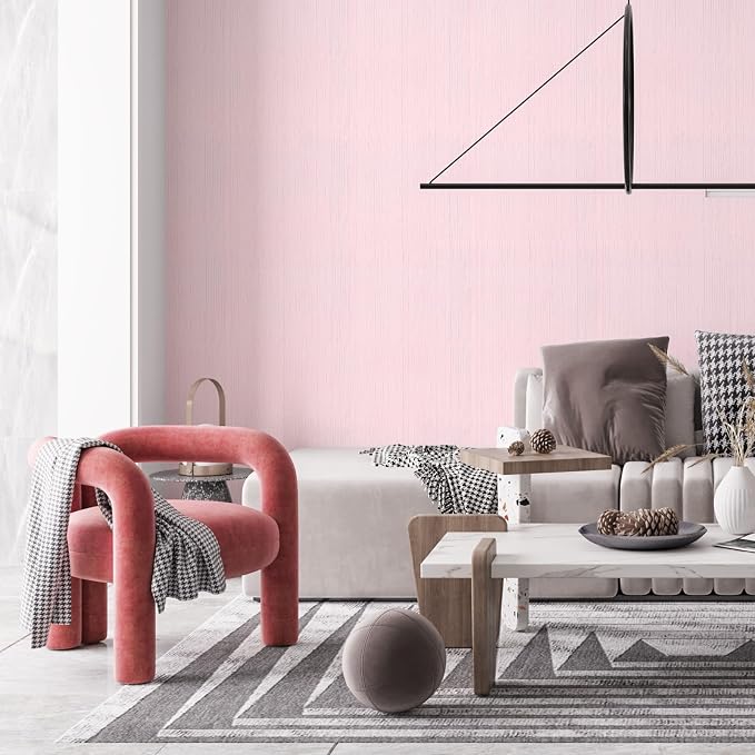 Pink Grasscloth Peel and Stick Wallpaper Texture Contact Paper A Set of 15.7" X - Image 6