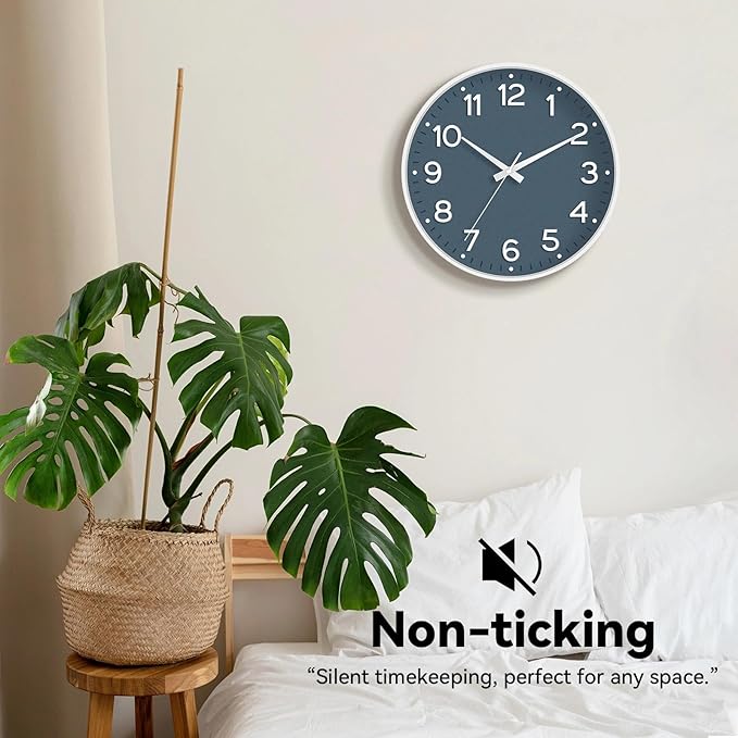 Roymnie Wall Clock 10 Inch Silent Wall Clocks Battery Operated-Modern Non - Image 4