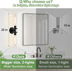 Indoi Matte Black Wall Sconces, Hardwired Bathroom Sconces Wall Lighting - Image 3