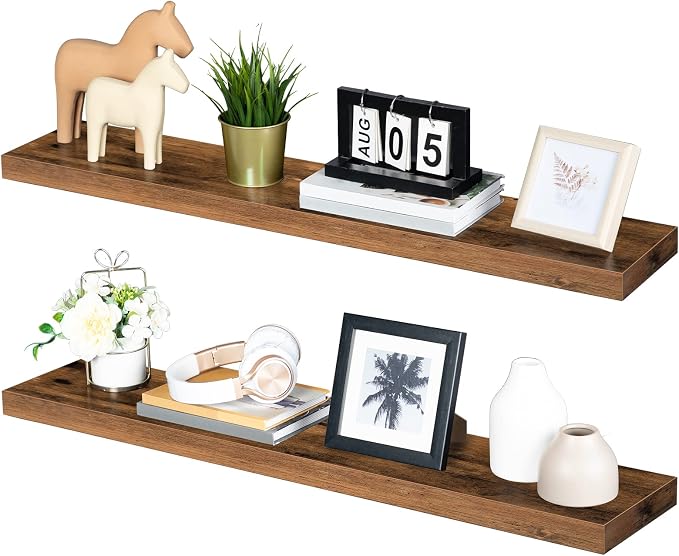HOOBRO Floating Shelves for Wall, Wall Mounted Shelf Set of 2, 39.4" Hanging - Image 8