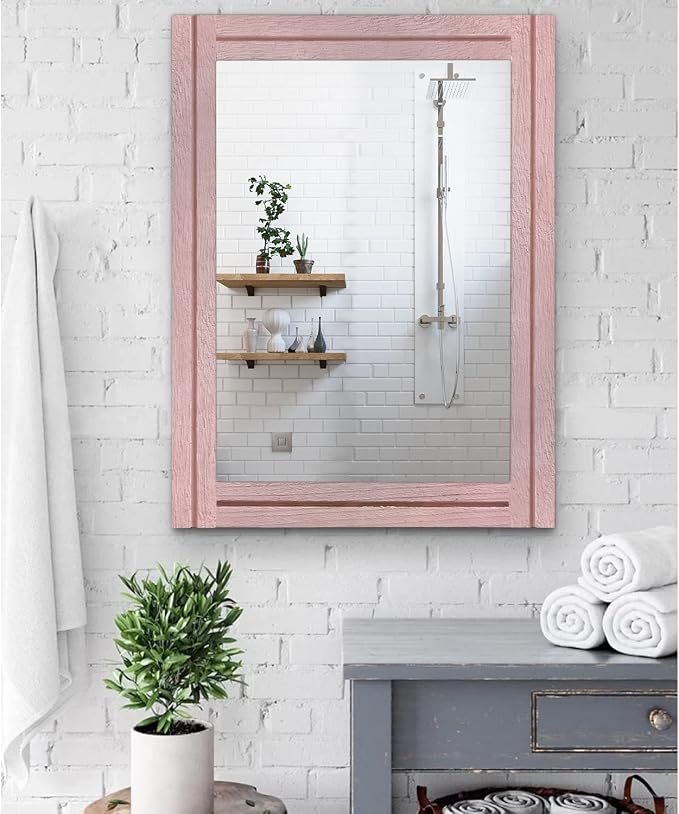 AAZZKANG Rectangle Mirror with Wood Framed Modern Farmhouse Hanging Wall - Image 4