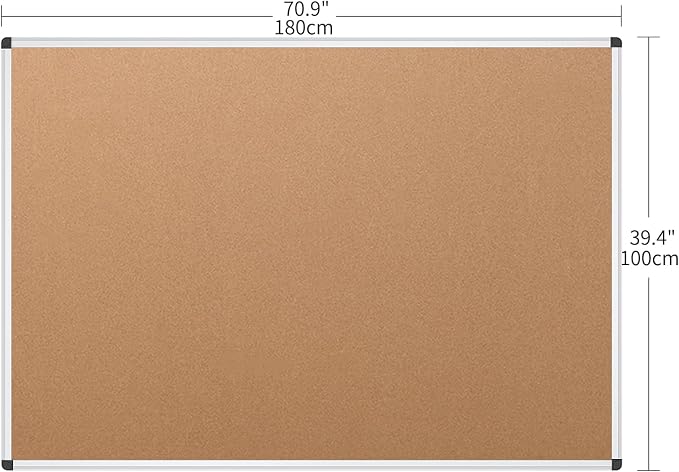 VIZ-PRO Large Cork Bulletin Board, 72 X 40 Inches, Wall-Mounted Corkboard - Image 2