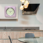 Infinity Instruments Square Retro Wall Clock, Pastel Pink - Image 4