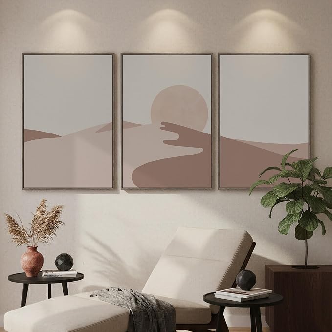 Large Framed Neutral Earth Tone Desert Wall Art - Image 8