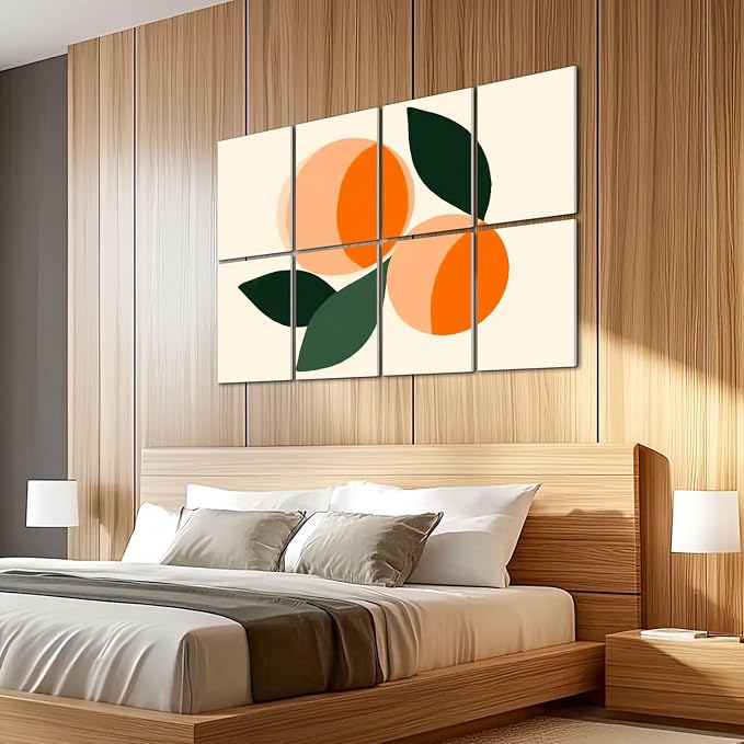 8 Pack Art Acoustic Panels Sound Absorbing Boho Botanical Leaf Orange Green - Image 5