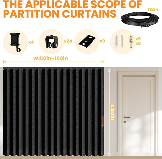Room Divider Curtain Sets with Flexible Ceiling Track, Privacy Soundproof - Image 3