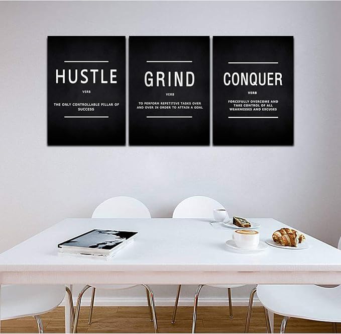 KAWAHONE Inspiration Canvas Wall Art Large, Grind Hustle Conquer Quotes Poster - Image 8