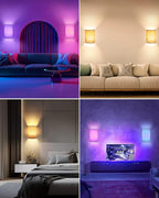 FINCMY Battery Operated Wall Sconces Set of Two, 18 RGB Colors Stick on Wall - Image 5