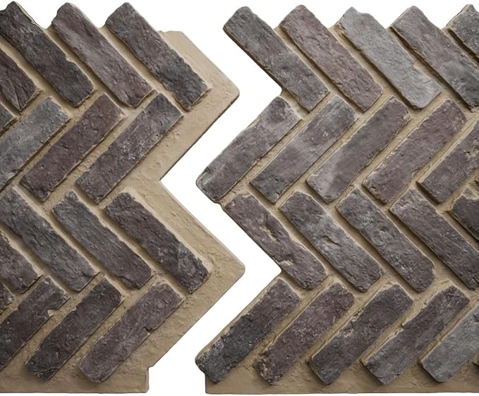 EverStone Herringbone Faux Brick Panel, 46 1/2"W x 25 1/4"H x 1"D, Limewashed - Image 8