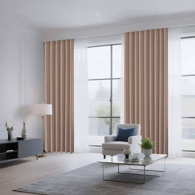 CUCRAF Khaki Blackout Curtains 54 inch Length 2 Panels Set, Rod Pocket Room - Image 8