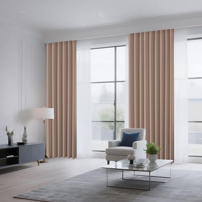 CUCRAF Khaki Blackout Curtains 63 inch Length 2 Panels Set, Rod Pocket Room - Image 8