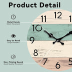 KECYET Wall Clock Silent Non-Ticking Wooden Clocks Battery Operated 8 Inch - Image 2