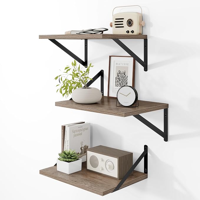 Heimlove Deep Floating Shelves for Wall, 12 Inch Deep Floating Shelves Set of 3 by Heimlove