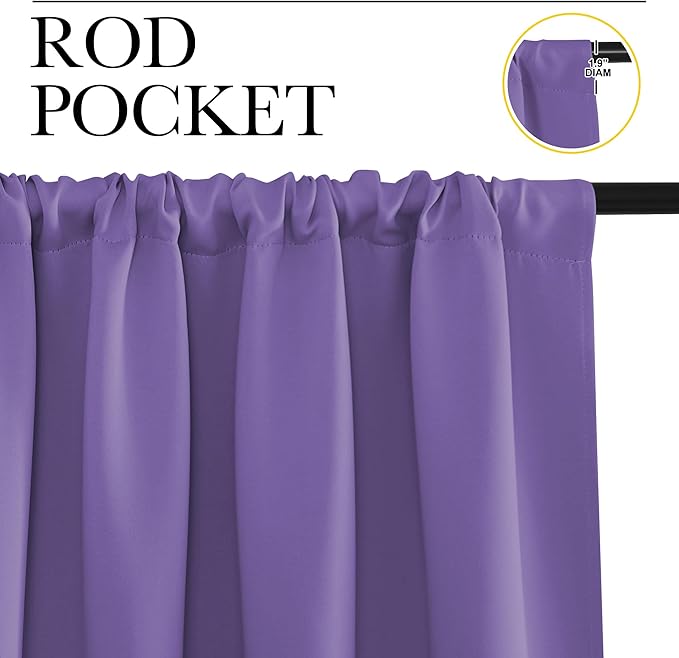 NICETOWN Window Curtains Blackout Drapes, Lilac Purple, 1 Pair, 52 by 84-Inch - Image 2