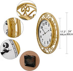 SwallowLiving 24 Inch Vintage Iron Large Metal Frame Gold Wall Clock Silent - Image 3