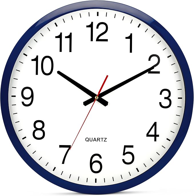 Bernhard Products Navy Wall Clock Silent Non Ticking by BernhardProducts