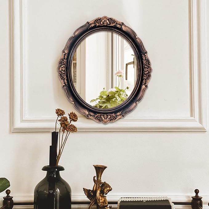 Eaoundm 13.1 x 14.8 inchs Plastic Frame Decorative Wall Mirror, Vintage Hanging - Image 2
