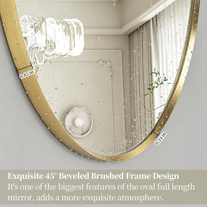 Oval Full Length Mirror, Ultra-Clear Explosion-Proof Dressing Mirror, Simple & - Image 3