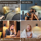 VATONI Wall Sconce Plug in, Remote Control Dimmable Wall Sconces and Adjustable - Image 4