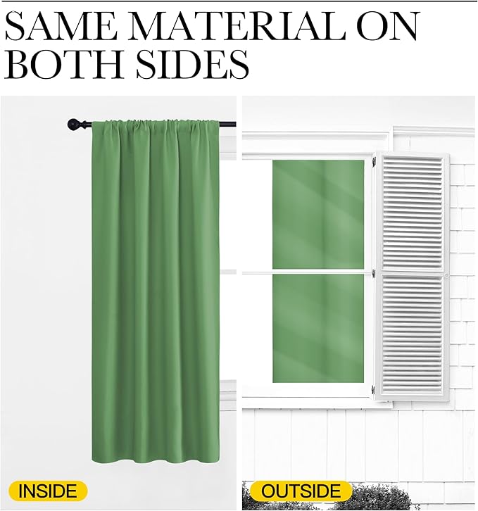 NICETOWN Bedroom Curtains Blackout Draperies, Froest Green, 1 Pair, 34-inch W x - Image 5