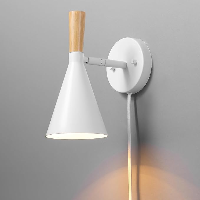 Globe Electric 65000147 1-Light Plug-in or Hardwire Wall Sconce, Matte White - Image 6