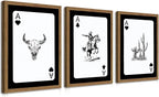 Western Cowboy Wall Art Set Of 3 Cowboy Print Playing Card Inspired by TransformYourWallsElevateYourStyle