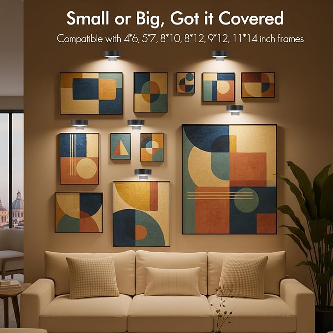 3-Pack Picture Lights for Wall, Rechargeable Battery Operated LED Painting Light - Image 7