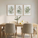 Framed Botanical Wall Art for Living Room, 3 Piece Neutral Sage Green - Image 4