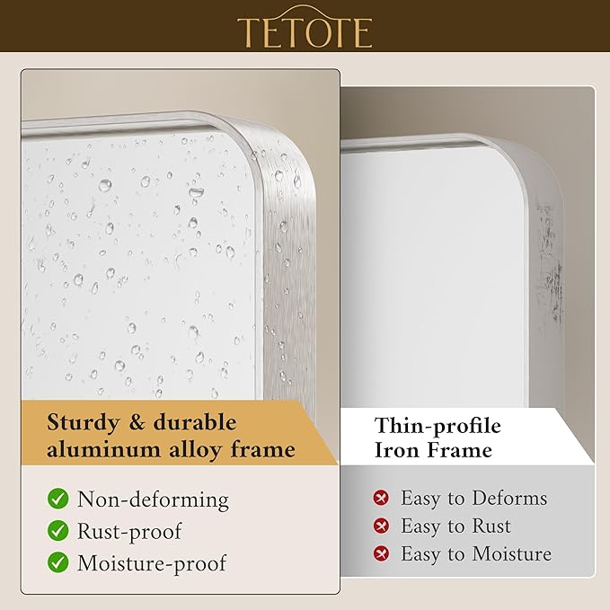 TETOTE Brushed Nickel Mirror 28 x 36 Inch - Image 3