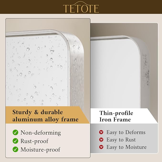 TETOTE Brushed Nickel Mirror 36 x 36 Inch - Image 3
