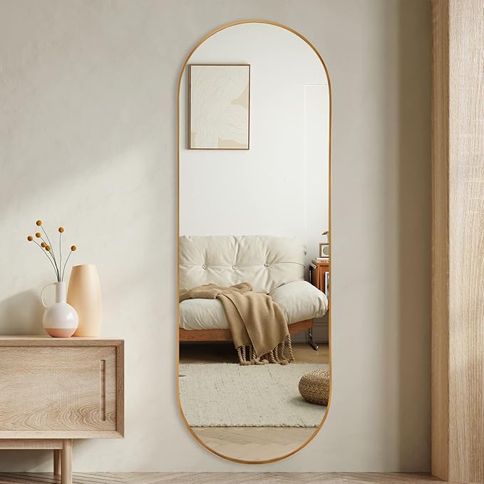 Oval Full Length Mirror, Ultra-Clear Explosion-Proof Dressing Mirror, Simple by TheiaMo