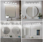 Modern LED Bathroom Lights Fixtures 5-Light, Stainless Steel Chrome Acrylic - Image 8
